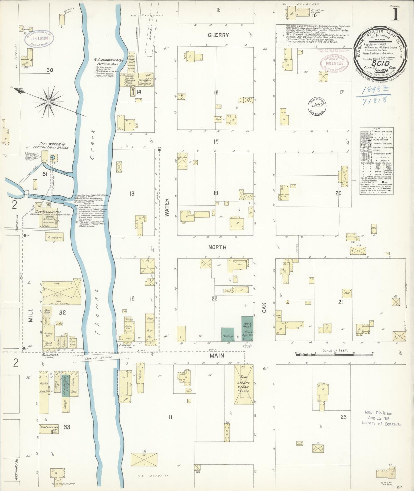 Sanborn Fire Insurance Map from Scio, Linn County, Oregon. (1898) – Historic Sanborn Fire Insurance Map Print