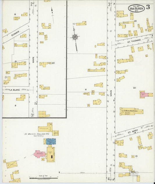Sanborn Fire Insurance Map from Van Buren, Aroostook County, Maine (1917), Sheet #0003 - Historic Sanborn Fire Insurance Map Print, vintage old map wall art, antique decor, genealogy gift, Maine Maine map