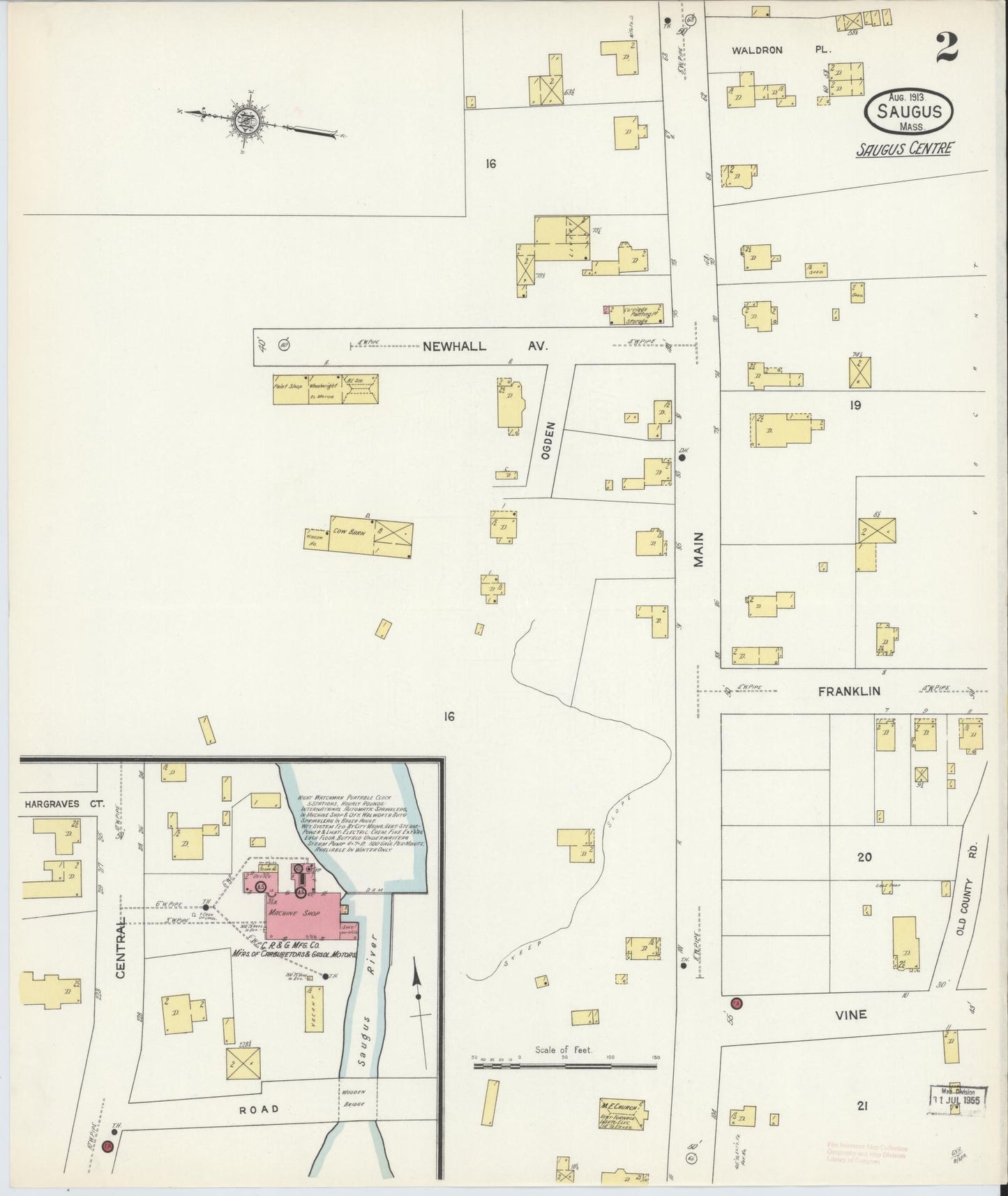 Sanborn Fire Insurance Map from Saugus, Essex County, Massachusetts (1913), Sheet #0002 - Complete Map Set gallery image, historic Sanborn map, vintage wall art, Massachusetts Massachusetts