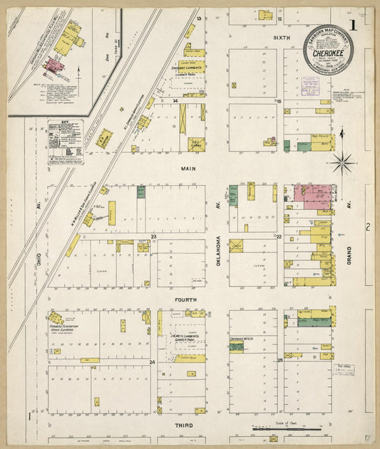 Sanborn Fire Insurance Map from Cherokee, Alfalfa County, Oklahoma. (1905) – Historic Sanborn Fire Insurance Map Print