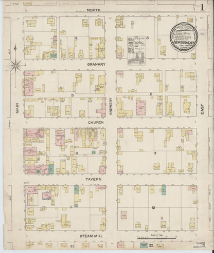 Sanborn Fire Insurance Map from New Harmony, Posey County, Indiana (1888), Sheet #0001 - Historic Sanborn Fire Insurance Map Print, vintage old map wall art, antique decor, genealogy gift, Indiana Indiana map