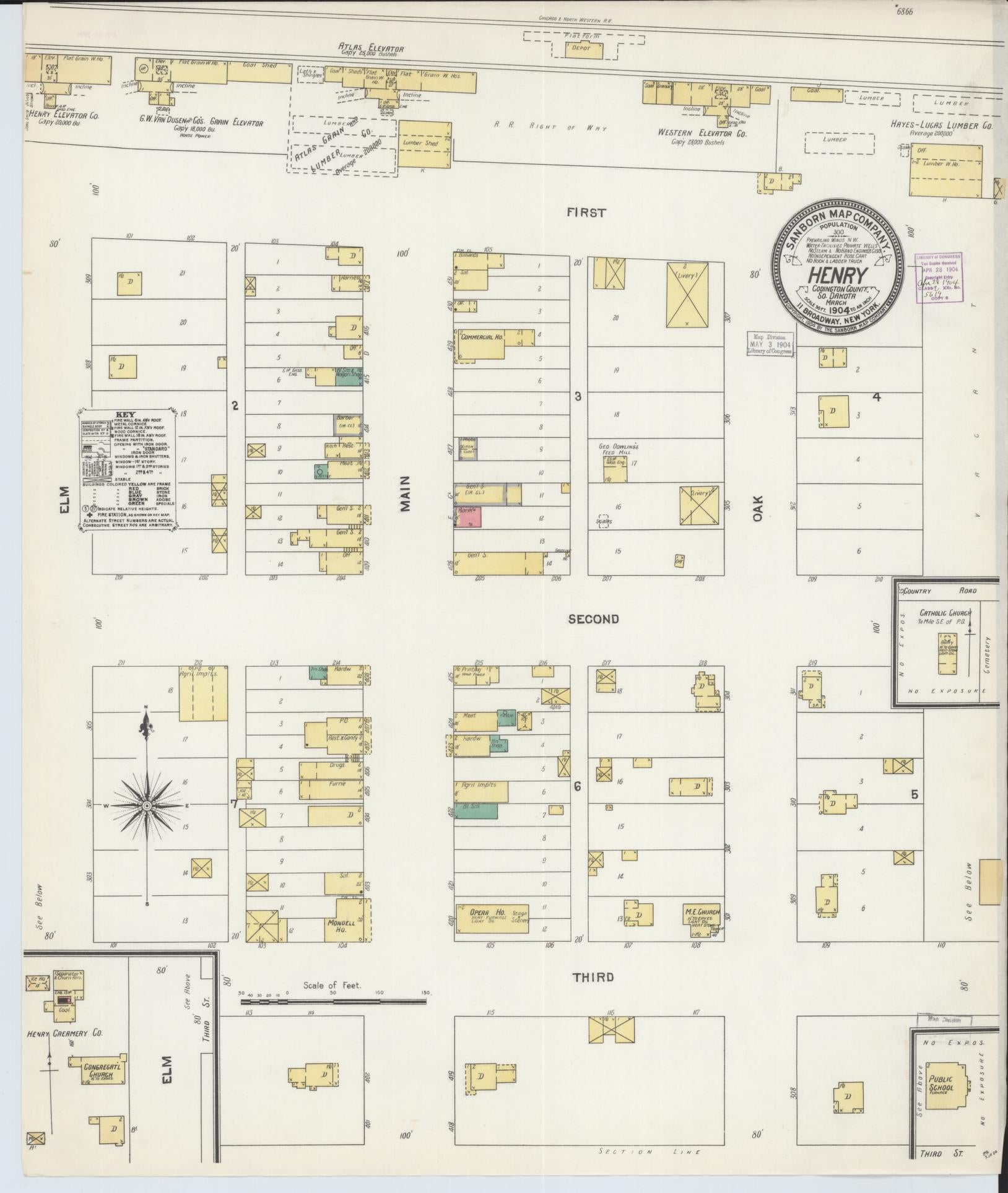 Sanborn Fire Insurance Map from Henry, Codington County, South Dakota (1904), Sheet #0001 - Historic Sanborn Fire Insurance Map Print, vintage old map wall art, antique decor, genealogy gift, South Dakota South Dakota map