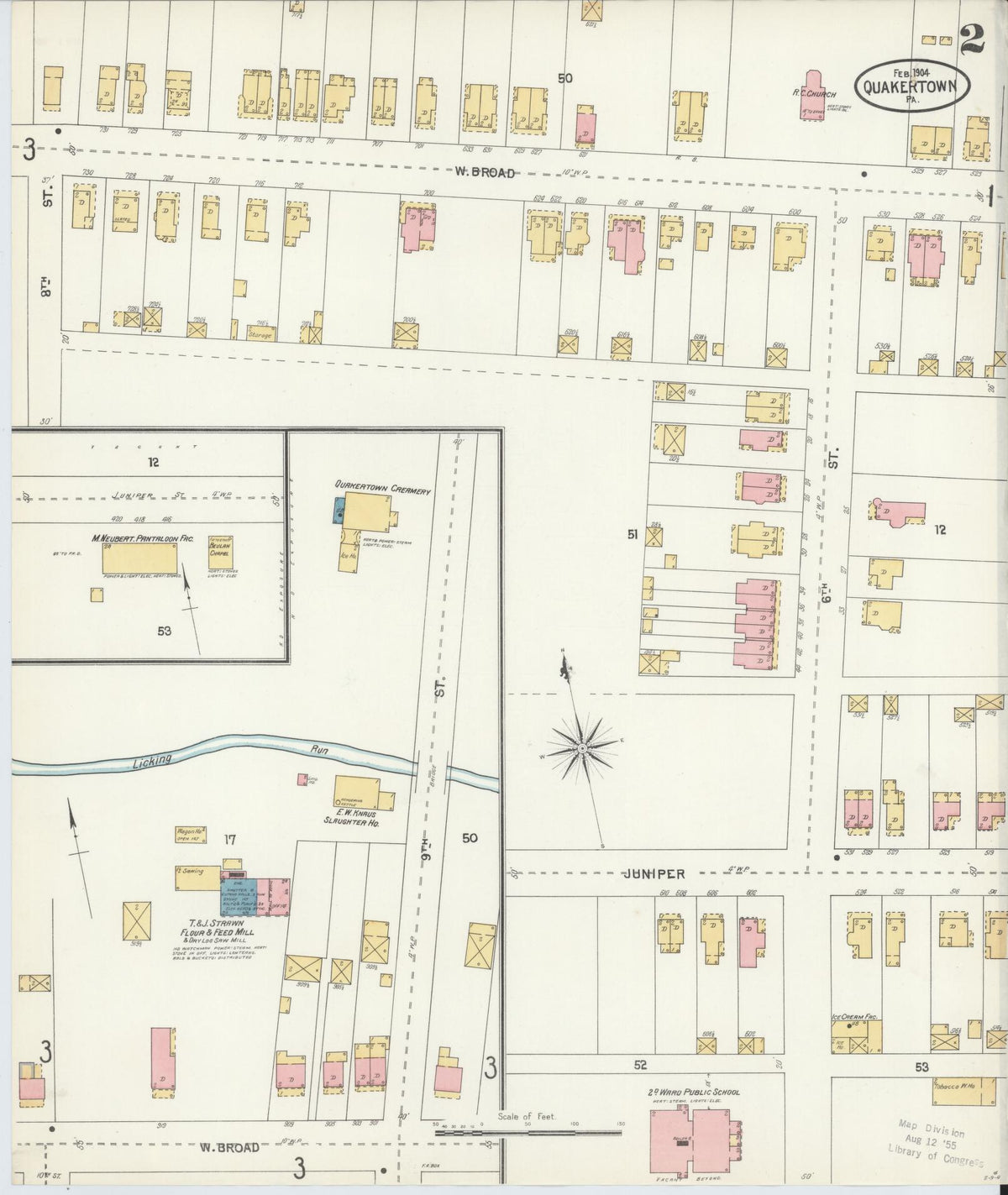 Sanborn Fire Insurance Map from Quakertown, Bucks County, Pennsylvania (1904), Sheet #0002 - Historic Sanborn Fire Insurance Map Print, vintage old map wall art, antique decor, genealogy gift, Pennsylvania Pennsylvania map