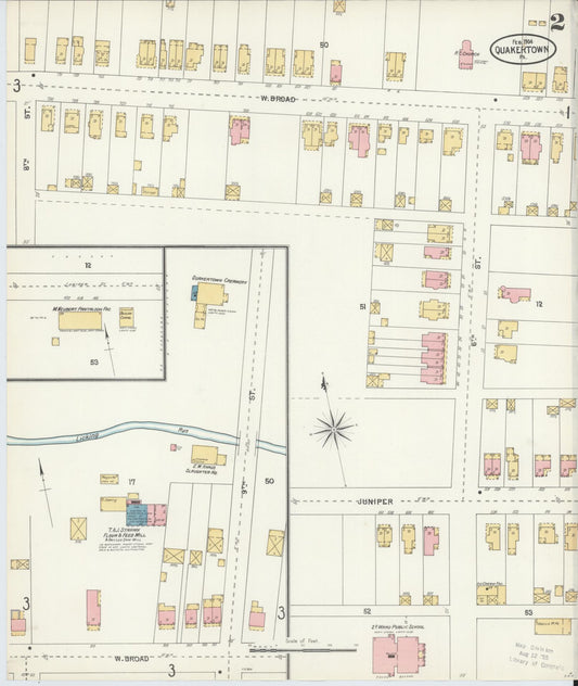 Sanborn Fire Insurance Map from Quakertown, Bucks County, Pennsylvania (1904), Sheet #0002 - Historic Sanborn Fire Insurance Map Print, vintage old map wall art, antique decor, genealogy gift, Pennsylvania Pennsylvania map