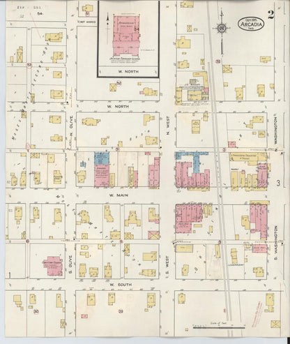 Sanborn Fire Insurance Map from Arcadia, Hamilton County, Indiana (1933), Sheet #0002 - Complete Map Set gallery image, historic Sanborn map, vintage wall art, Indiana Indiana