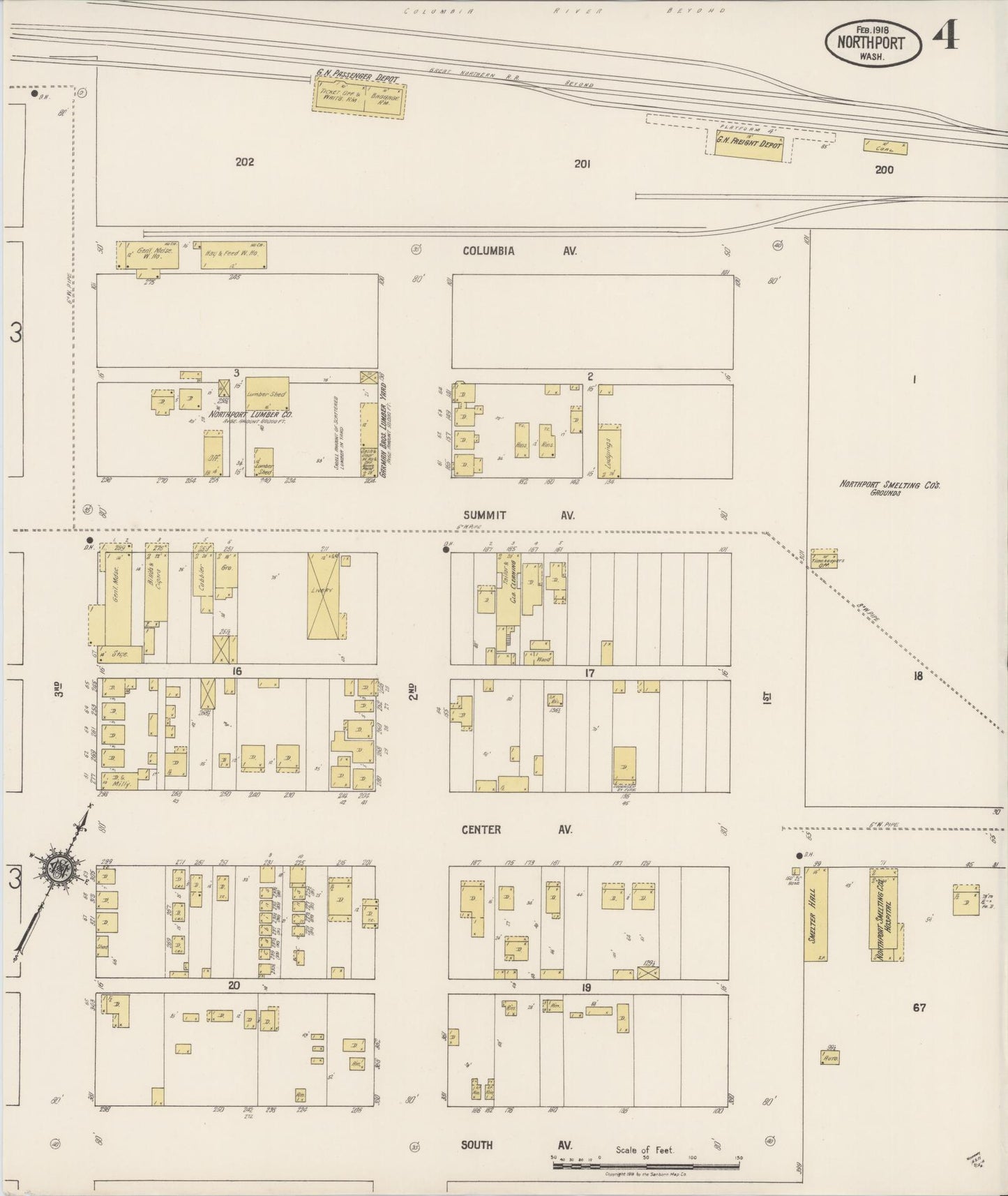 Sanborn Fire Insurance Map from Northport, Stevens County, Washington (1918), Sheet #0004 - Complete Map Set gallery image, historic Sanborn map, vintage wall art, Washington Washington