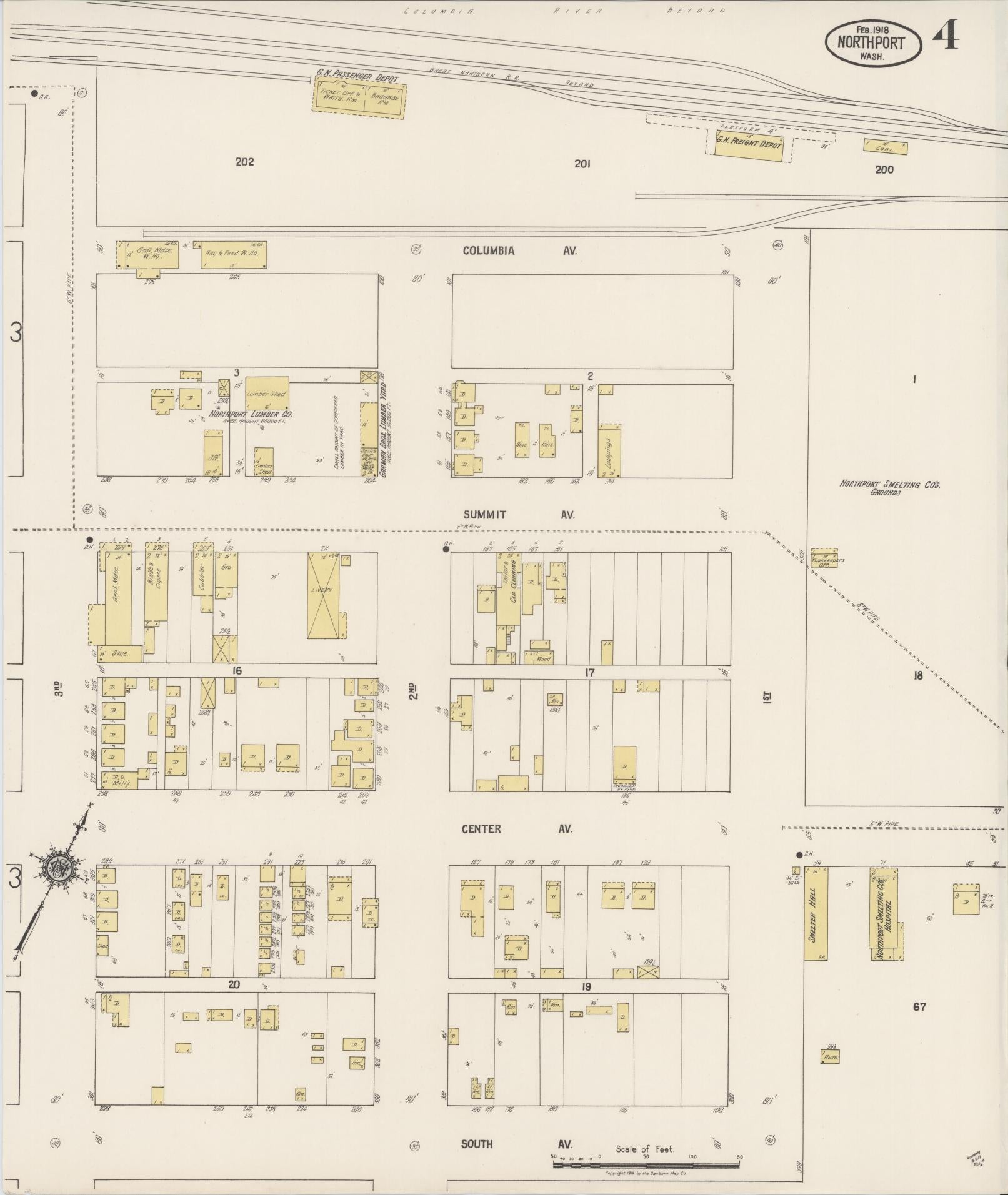 Sanborn Fire Insurance Map from Northport, Stevens County, Washington (1918), Sheet #0004 - Complete Map Set gallery image, historic Sanborn map, vintage wall art, Washington Washington
