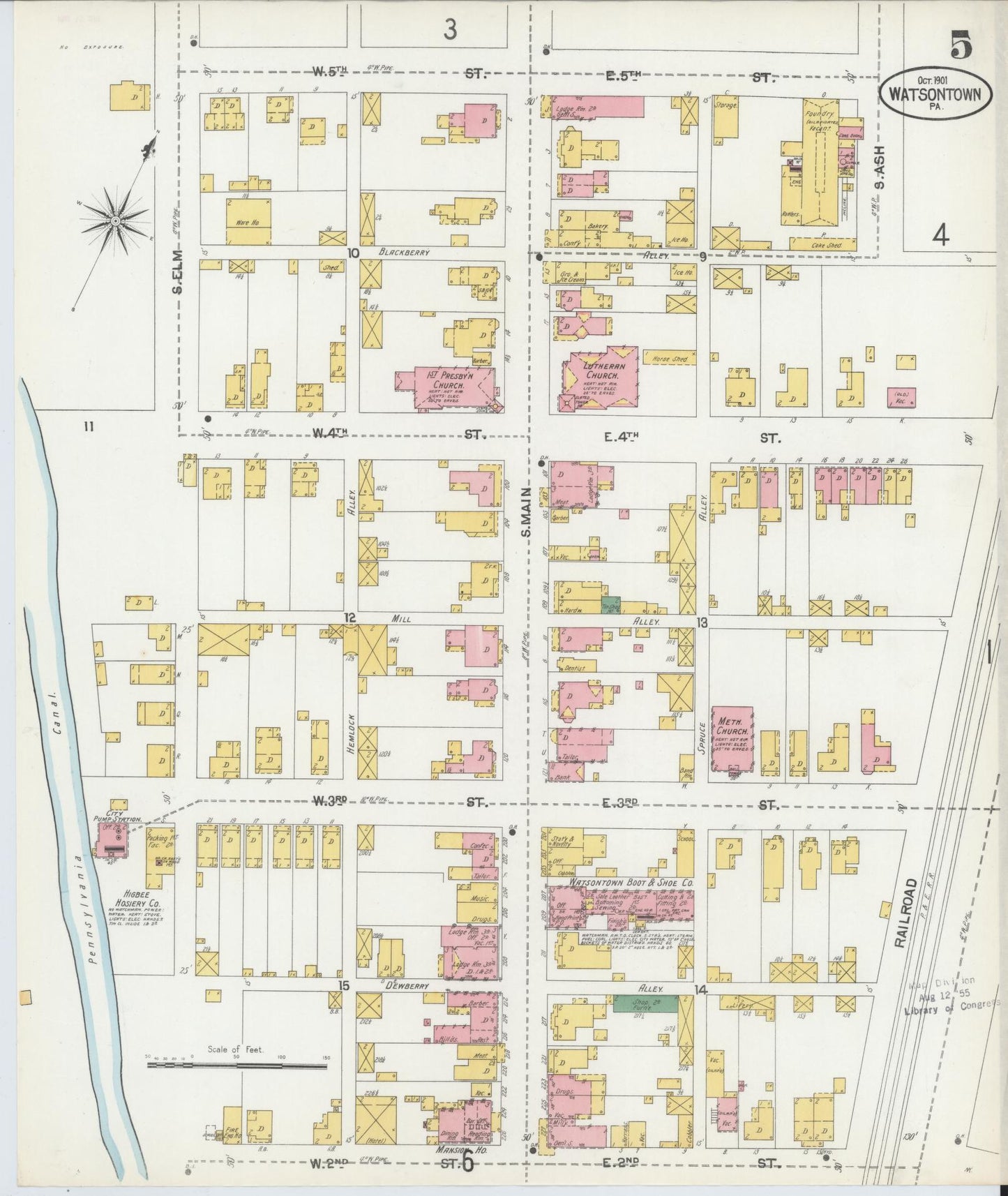 Sanborn Fire Insurance Map from Watsontown, Northumberland County, Pennsylvania (1901), Sheet #0005 - Complete Map Set gallery image, historic Sanborn map, vintage wall art, Pennsylvania Pennsylvania