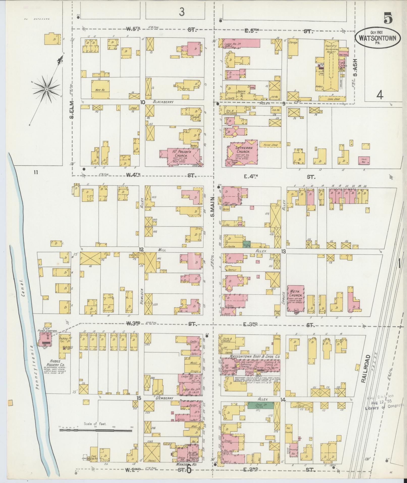 Sanborn Fire Insurance Map from Watsontown, Northumberland County, Pennsylvania (1901), Sheet #0005 - Complete Map Set gallery image, historic Sanborn map, vintage wall art, Pennsylvania Pennsylvania