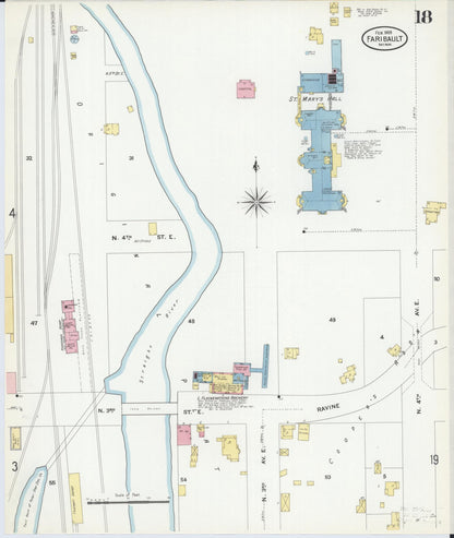 Sanborn Fire Insurance Map from Faribault, Rice County, Minnesota (1909), Sheet #0018 - Complete Map Set gallery image, historic Sanborn map, vintage wall art, Minnesota Minnesota