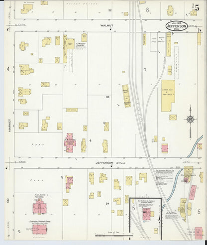 Sanborn Fire Insurance Map from Jefferson, Ashtabula County, Ohio (1915), Sheet #0005 - Historic Sanborn Fire Insurance Map Print, vintage old map wall art, antique decor, genealogy gift, Ohio Ohio map