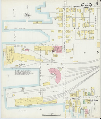 Sanborn Fire Insurance Map from Newport, Newport County, Rhode Island (1896), Sheet #0004 - Complete Map Set gallery image, historic Sanborn map, vintage wall art, Rhode Island Rhode Island