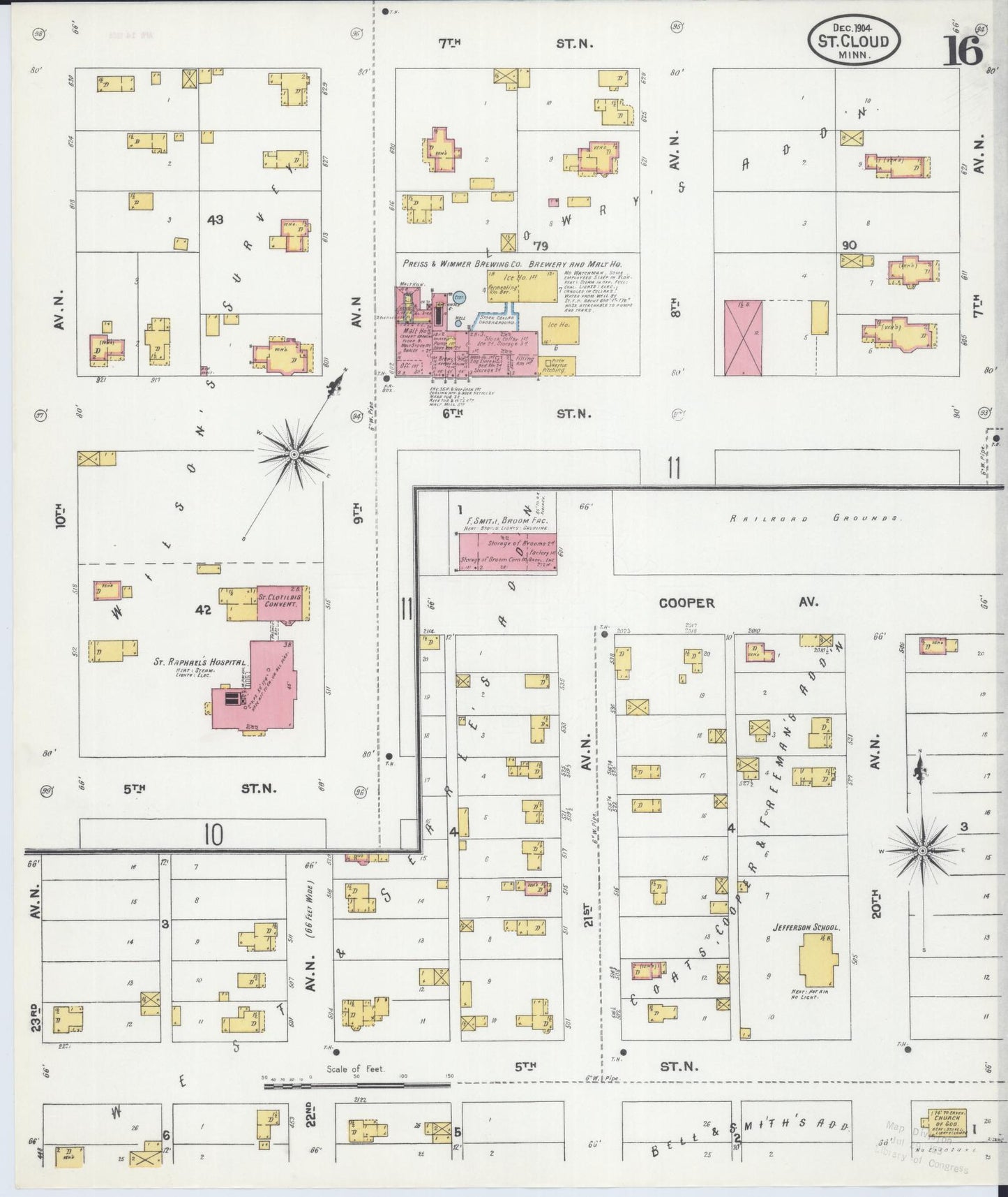 Sanborn Fire Insurance Map from Saint Cloud, Stearns, Benton, and Sherburne Counties, Minnesota (1904), Sheet #0016 - Complete Map Set gallery image, historic Sanborn map, vintage wall art, Minnesota Minnesota