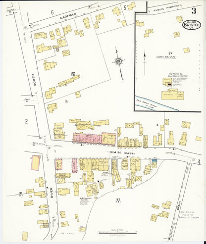 Sanborn Fire Insurance Map from Bristol, Addison County, Vermont (1920), Sheet #0003 - Complete Map Set gallery image, historic Sanborn map, vintage wall art, Vermont Vermont