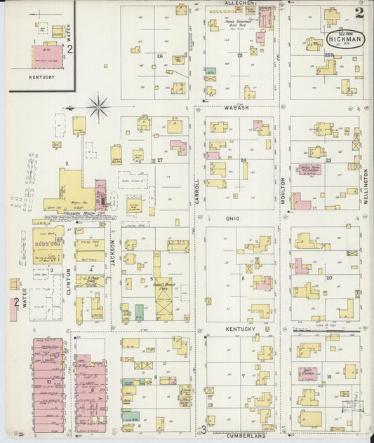 Sanborn Fire Insurance Map from Hickman, Fulton County, Kentucky (1896), Sheet #0002 - Historic Sanborn Fire Insurance Map Print, vintage old map wall art, antique decor, genealogy gift, Kentucky Kentucky map