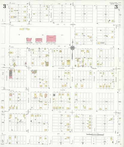 Sanborn Fire Insurance Map from Levelland, Hockley County, Texas (1933), Sheet #0003 - Historic Sanborn Fire Insurance Map Print, vintage old map wall art, antique decor, genealogy gift, Texas Texas map