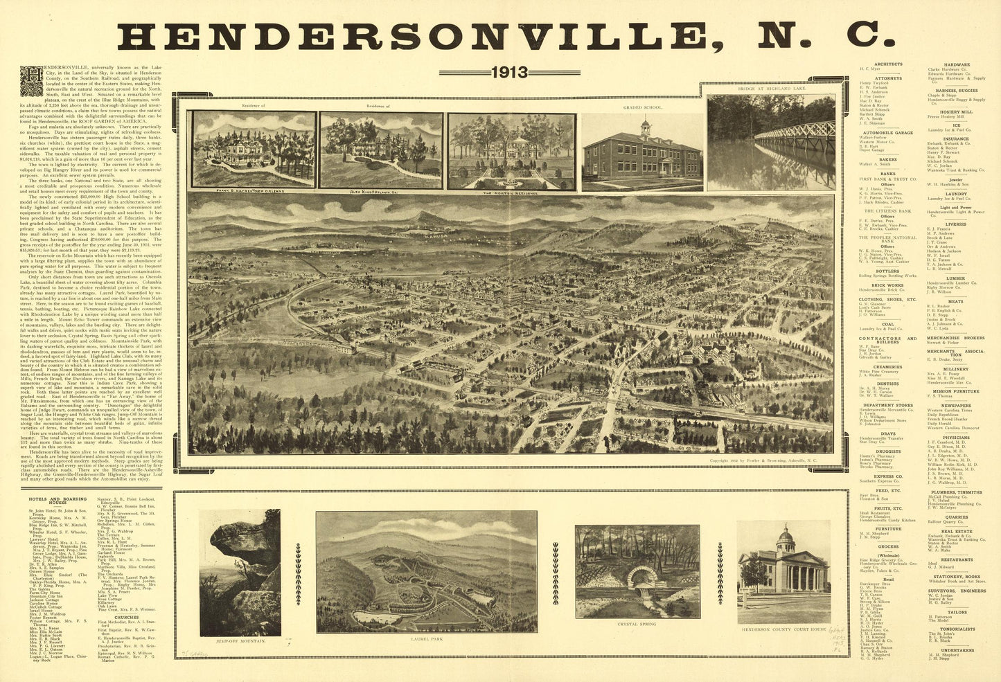 Hendersonville, N.C. 1913. (1913) – Historic Bird’s-Eye View Panorama Print