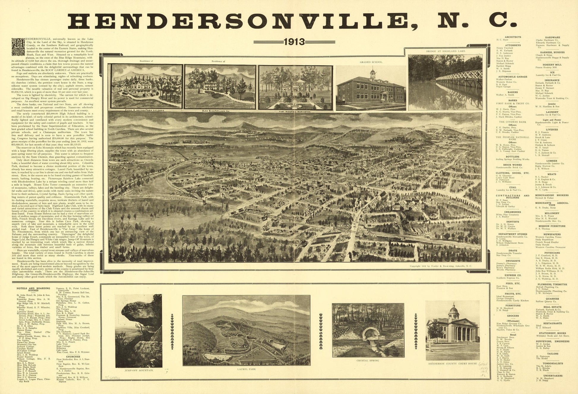 Hendersonville, N.C. 1913. (1913) – Historic Bird’s-Eye View Panorama Print