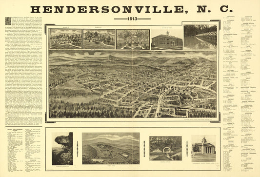 Hendersonville, N.C. 1913. (1913) – Historic Bird’s-Eye View Panorama Print