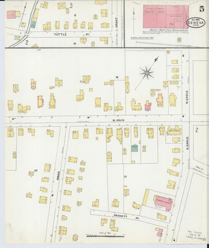 Sanborn Fire Insurance Map from Geneva, Ashtabula County, Ohio (1904), Sheet #0005 - Historic Sanborn Fire Insurance Map Print, vintage old map wall art, antique decor, genealogy gift, Ohio Ohio map