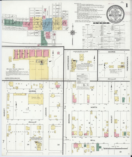 Sanborn Fire Insurance Map from Mascoutah, Saint Clair County, Illinois (1910), Sheet #0001 - Historic Sanborn Fire Insurance Map Print, vintage old map wall art, antique decor, genealogy gift, Illinois Illinois map