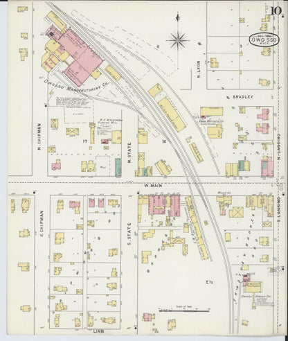 Sanborn Fire Insurance Map from Owosso, Shiawassee County, Michigan (1894), Sheet #0010 - Historic Sanborn Fire Insurance Map Print, vintage old map wall art, antique decor, genealogy gift, Michigan Michigan map