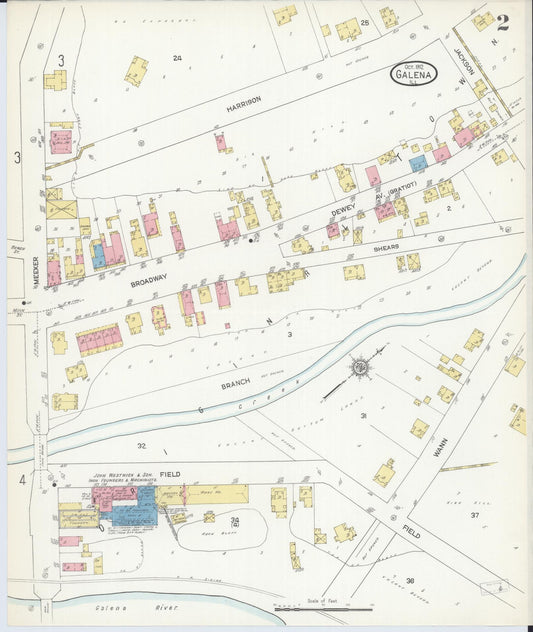Sanborn Fire Insurance Map from Galena, Jo Daviess County, Illinois (1912), Sheet #0002 - Historic Sanborn Fire Insurance Map Print, vintage old map wall art, antique decor, genealogy gift, Illinois Illinois map