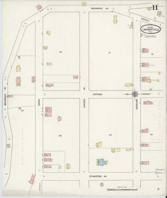 Sanborn Fire Insurance Map from Lambertville, Hunterdon County, New Jersey (1912), Sheet #0011 - Historic Sanborn Fire Insurance Map Print, vintage old map wall art, antique decor, genealogy gift, New Jersey New Jersey map