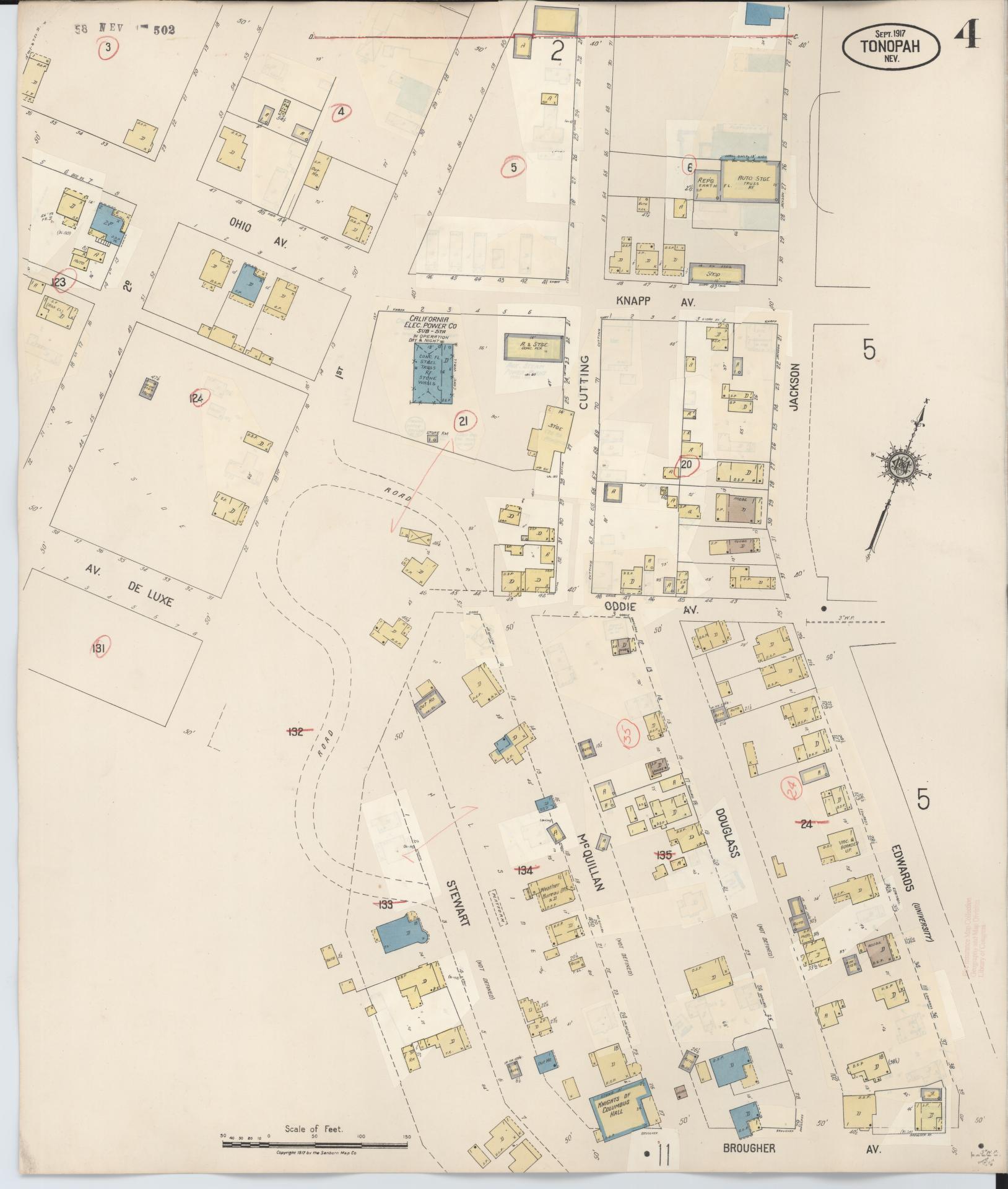 Sanborn Fire Insurance Map from Tonopah, Nye County, Nevada (1941), Sheet #0004 - Complete Map Set gallery image, historic Sanborn map, vintage wall art, Nevada Nevada