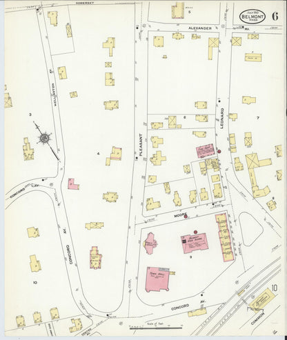 Sanborn Fire Insurance Map from Belmont, Middlesex County, Massachusetts (1910), Sheet #0006 - Historic Sanborn Fire Insurance Map Print, vintage old map wall art, antique decor, genealogy gift, Massachusetts Massachusetts map