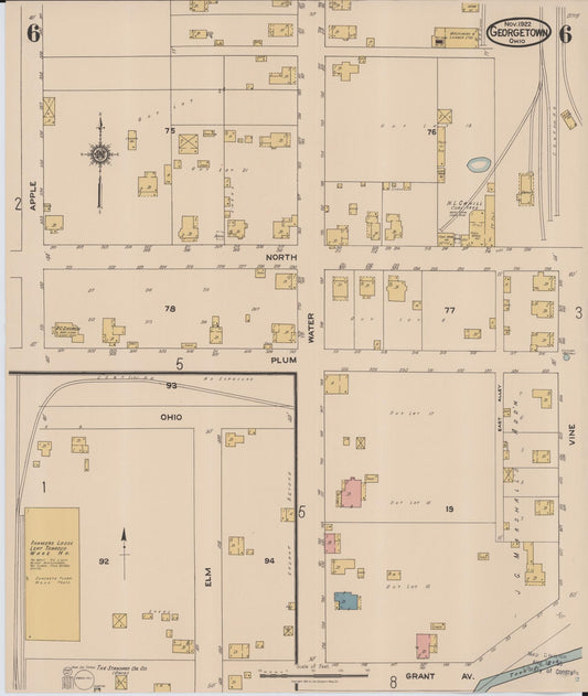 Sanborn Fire Insurance Map from Georgetown, Brown County, Ohio (1922), Sheet #0006 - Historic Sanborn Fire Insurance Map Print, vintage old map wall art, antique decor, genealogy gift, Ohio Ohio map