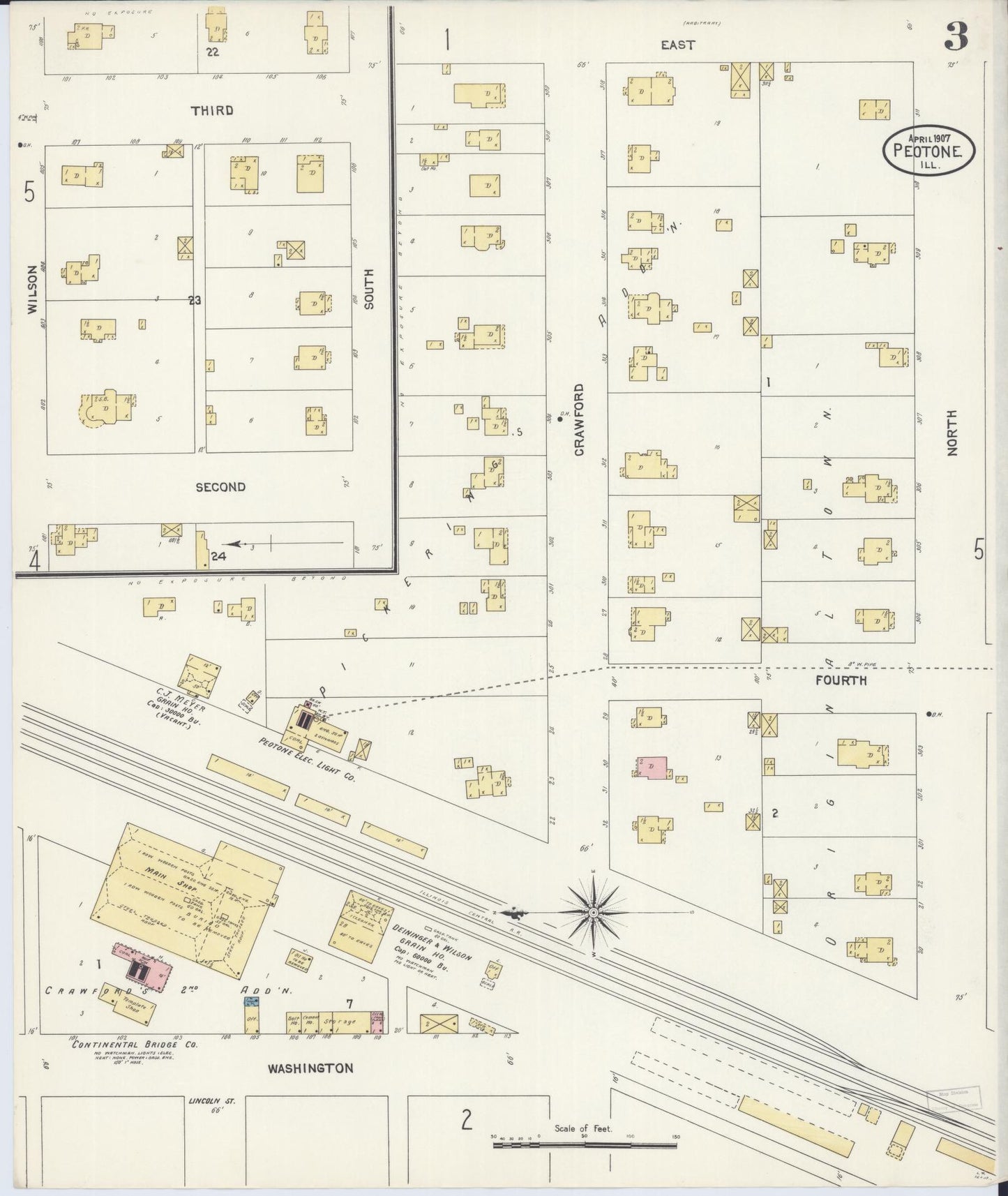 Sanborn Fire Insurance Map from Peotone, Will County, Illinois (1907), Sheet #0003 - Historic Sanborn Fire Insurance Map Print, vintage old map wall art, antique decor, genealogy gift, Illinois Illinois map