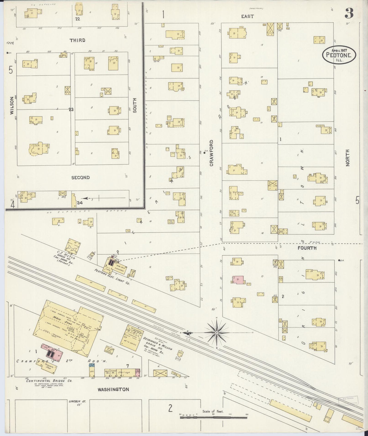 Sanborn Fire Insurance Map from Peotone, Will County, Illinois (1907), Sheet #0003 - Historic Sanborn Fire Insurance Map Print, vintage old map wall art, antique decor, genealogy gift, Illinois Illinois map