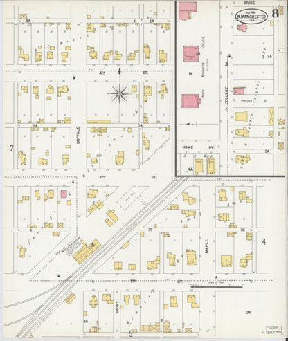 Sanborn Fire Insurance Map from North Manchester, Wabash County, Indiana (1900), Sheet #0008 - Complete Map Set gallery image, historic Sanborn map, vintage wall art, Indiana Indiana