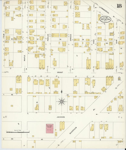 Sanborn Fire Insurance Map from Decatur, Morgan County, Alabama (1908), Sheet #0018 - Complete Map Set gallery image, historic Sanborn map, vintage wall art, Alabama Alabama