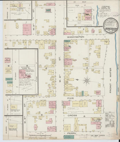 Sanborn Fire Insurance Map from Manchester, Adams County, Ohio (1885), Sheet #0001 - Historic Sanborn Fire Insurance Map Print, vintage old map wall art, antique decor, genealogy gift, Ohio Ohio map