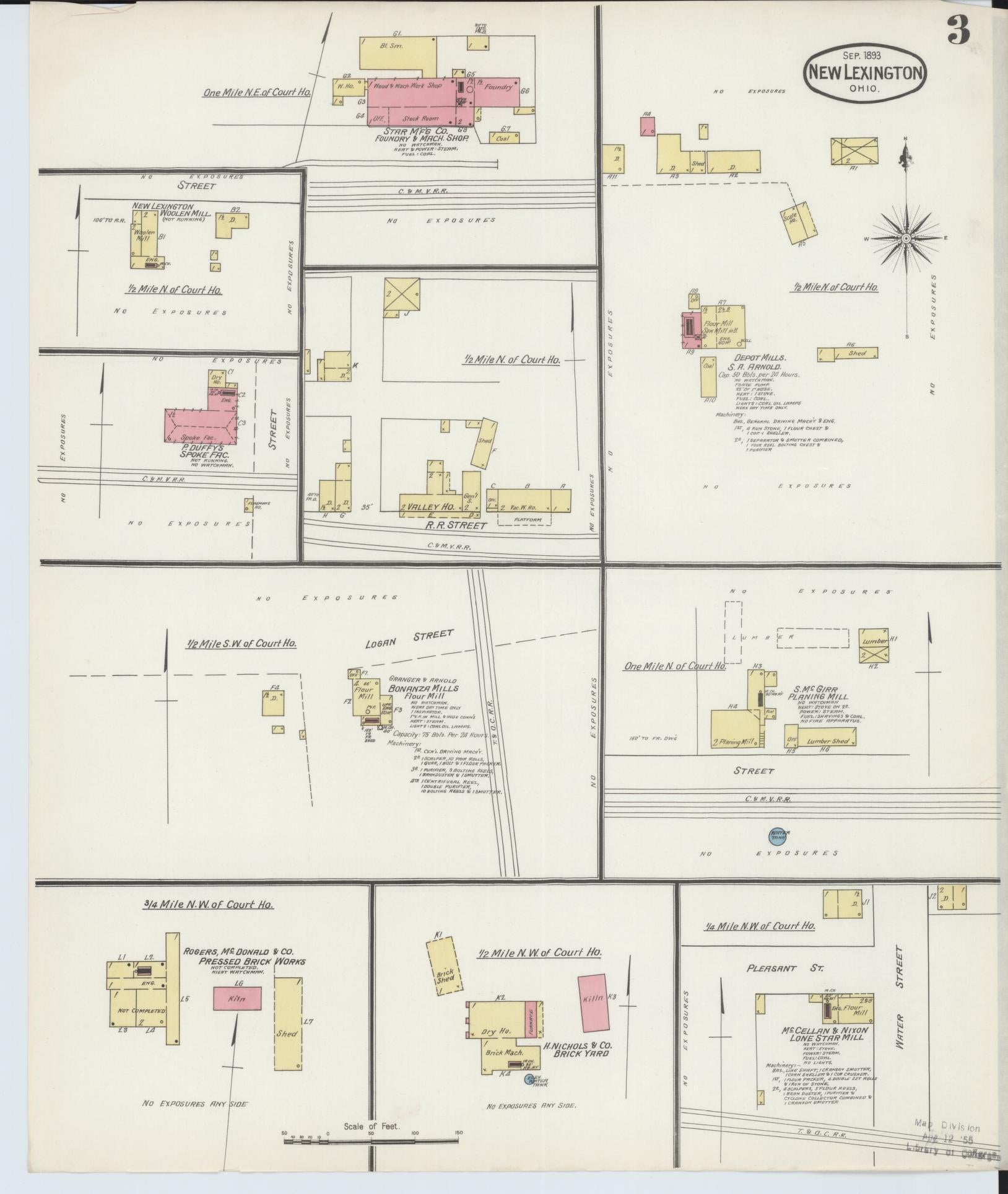 Sanborn Fire Insurance Map from New Lexington, Perry County, Ohio (1893), Sheet #0003 - Complete Map Set gallery image, historic Sanborn map, vintage wall art, Ohio Ohio