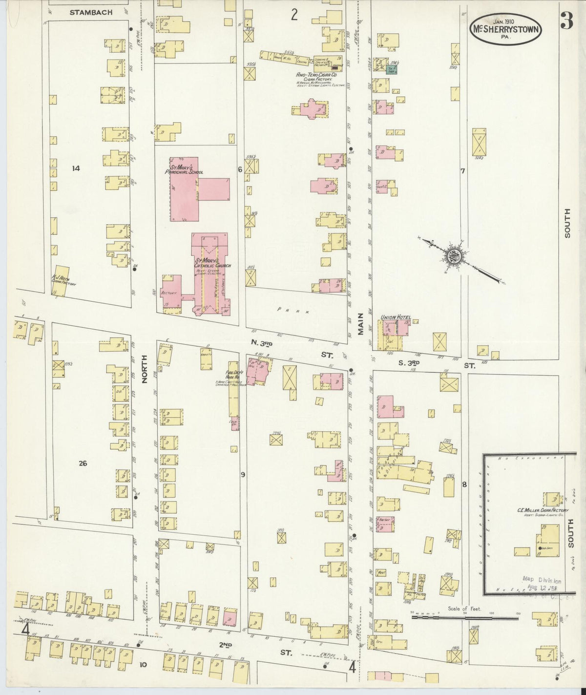 Sanborn Fire Insurance Map from McSherrystown, Adams County, Pennsylvania (1910), Sheet #0003 - Complete Map Set gallery image, historic Sanborn map, vintage wall art, Pennsylvania Pennsylvania