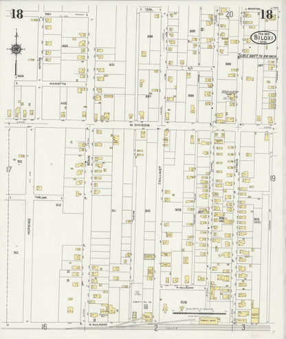 Sanborn Fire Insurance Map from Biloxi, Harrison County, Mississippi (1925), Sheet #0018 - Complete Map Set gallery image, historic Sanborn map, vintage wall art, Mississippi Mississippi