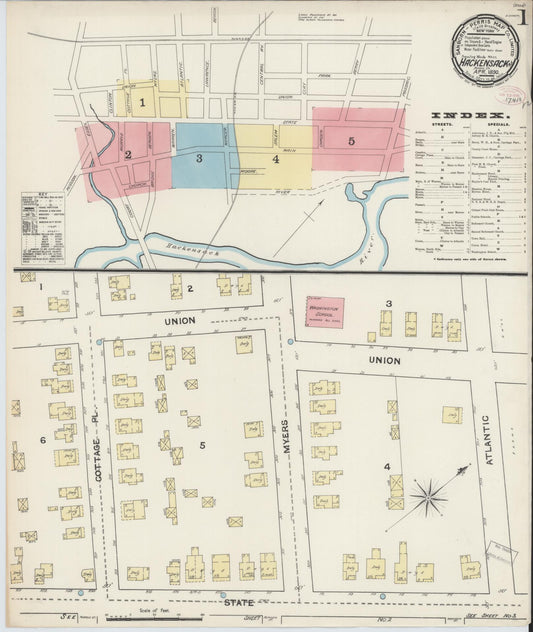 Sanborn Fire Insurance Map from Hackensack, Bergen County, New Jersey. (1890) – Historic Sanborn Fire Insurance Map Print