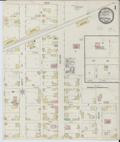 Sanborn Fire Insurance Map from West Alexandria, Preble County, Ohio (1892), Sheet #0001 - Historic Sanborn Fire Insurance Map Print, vintage old map wall art, antique decor, genealogy gift, Ohio Ohio map