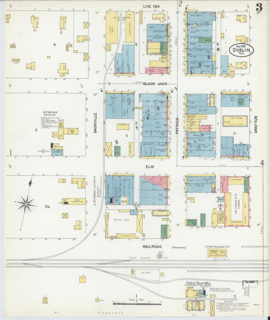 Sanborn Fire Insurance Map from Dublin, Erath County, Texas (1902), Sheet #0003 - Historic Sanborn Fire Insurance Map Print, vintage old map wall art, antique decor, genealogy gift, Texas Texas map