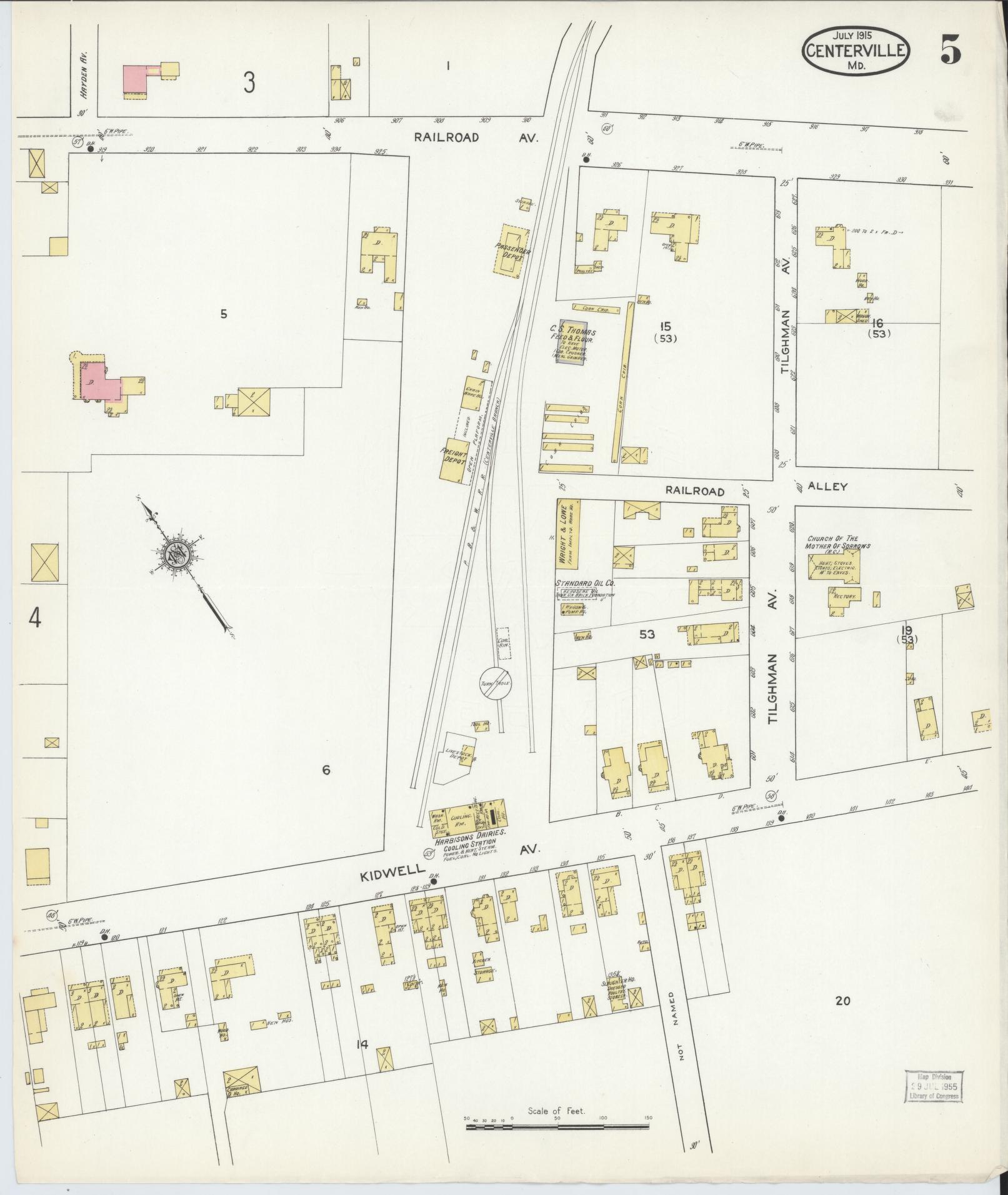Sanborn Fire Insurance Map from Centreville, Queen Anne's County, Maryland (1915), Sheet #0005 - Complete Map Set gallery image, historic Sanborn map, vintage wall art, Maryland Maryland