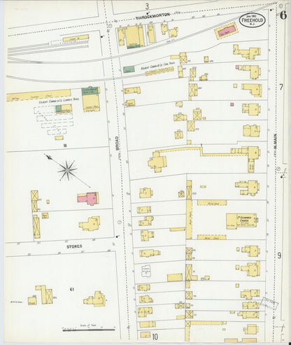 Sanborn Fire Insurance Map from Freehold, Monmouth County, New Jersey (1901), Sheet #0006 - Complete Map Set gallery image, historic Sanborn map, vintage wall art, New Jersey New Jersey