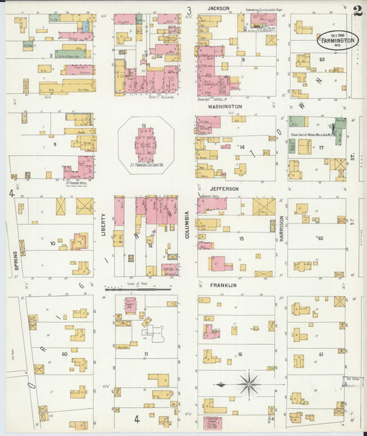 Sanborn Fire Insurance Map from Farmington, Saint Francois County, Missouri (1900), Sheet #0002 - Historic Sanborn Fire Insurance Map Print, vintage old map wall art, antique decor, genealogy gift, Missouri Missouri map