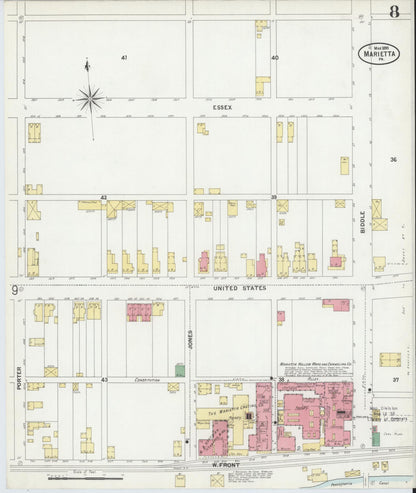 Sanborn Fire Insurance Map from Marietta, Lancaster County, Pennsylvania (1899), Sheet #0008 - Historic Sanborn Fire Insurance Map Print, vintage old map wall art, antique decor, genealogy gift, Pennsylvania Pennsylvania map