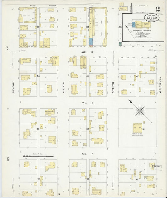 Sanborn Fire Insurance Map from Cisco, Eastland County, Texas (1907), Sheet #0002 - Historic Sanborn Fire Insurance Map Print, vintage old map wall art, antique decor, genealogy gift, Texas Texas map