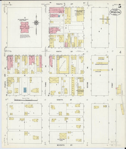 Sanborn Fire Insurance Map from Windom, Cottonwood County, Minnesota (1913), Sheet #0005 - Historic Sanborn Fire Insurance Map Print, vintage old map wall art, antique decor, genealogy gift, Minnesota Minnesota map