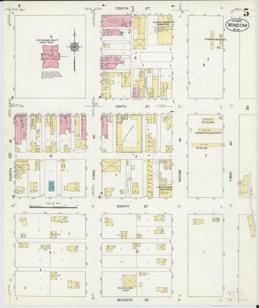Sanborn Fire Insurance Map from Windom, Cottonwood County, Minnesota (1913), Sheet #0005 - Historic Sanborn Fire Insurance Map Print, vintage old map wall art, antique decor, genealogy gift, Minnesota Minnesota map