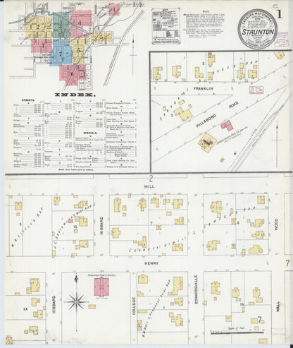 Sanborn Fire Insurance Map from Staunton, Macoupin County, Illinois (1906), Sheet #0001 - Historic Sanborn Fire Insurance Map Print, vintage old map wall art, antique decor, genealogy gift, Illinois Illinois map